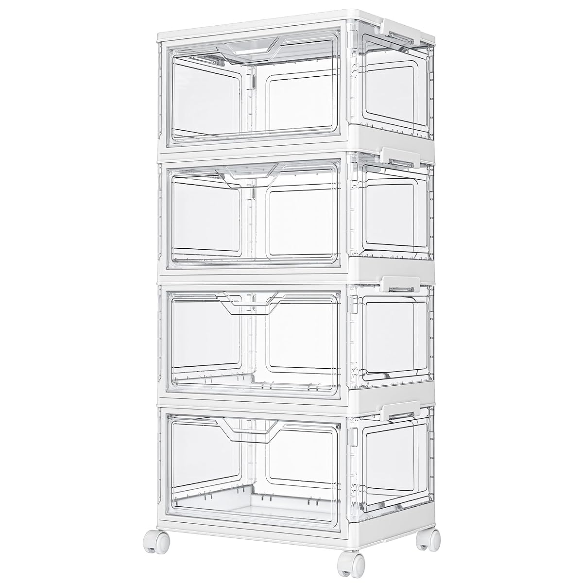 Clear Storage Bins with Lids - 4 Tier 23qt Plastic Stackable Bins
