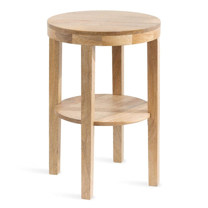 Talcott Modern Round Wood Side Table, 16 x 16 x 24, Natural Wood, Transitional Decorative Two-Tier End Table for Use as a Bedroom Nightstand or Living Room Accent