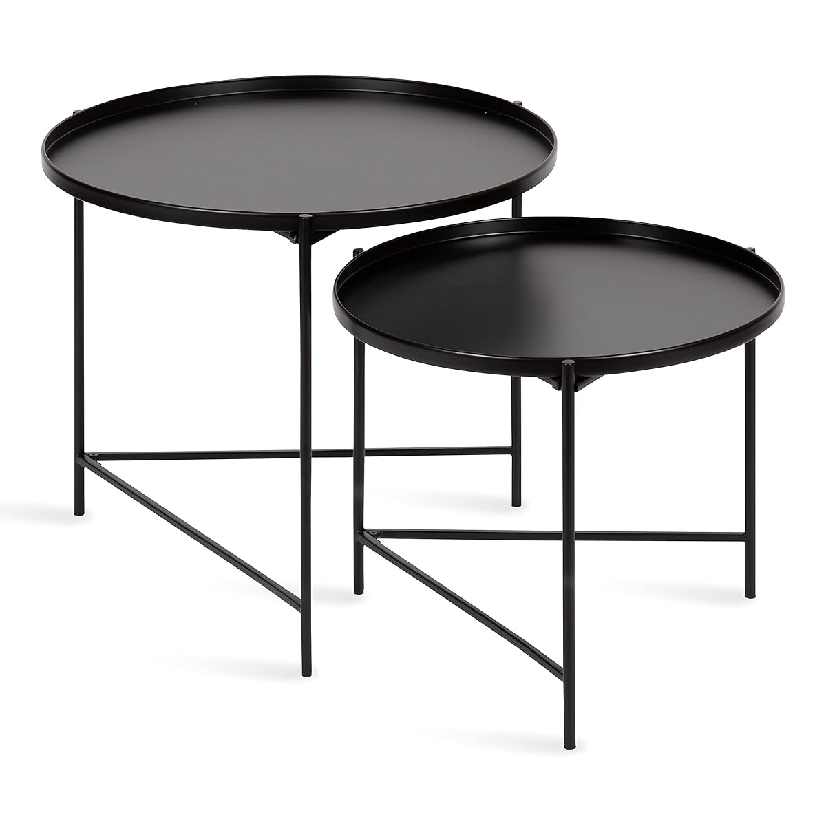 Ulani Modern Nesting Coffee Table, Set of 2, Black, Sophisticated Coffee Table Set for Storage and Display