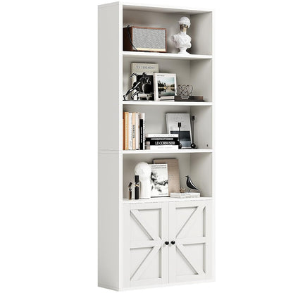 71.5" Tall Bookshelf and Bookcase, 6-Tier Wooden Bookshelves with Cabinet Doors, Floor Bookshelves and Office Storage Cabinets for Home Office, Living Room (White 1 Pack, 6-Tier)