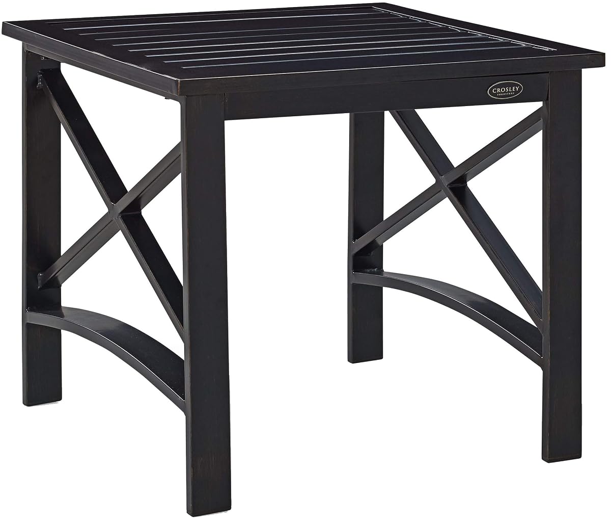 Kaplan Weather Resistant Metal Outdoor Side Table for Patio, Deck, Porch, Oiled Bronze