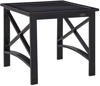 Kaplan Weather Resistant Metal Outdoor Side Table for Patio, Deck, Porch, Oiled Bronze