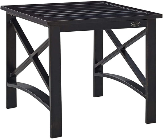 Oiled bronze weather resistant metal outdoor side table