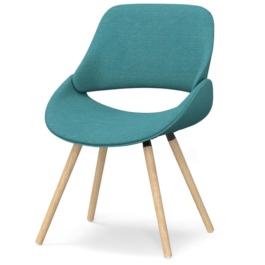 Malden Dining Chair in Aqua Blue Linen Look Fabric, 22.8 x 20.9 x 30.9 inches, Bentwood Design with Light Wood Legs for Dining Room