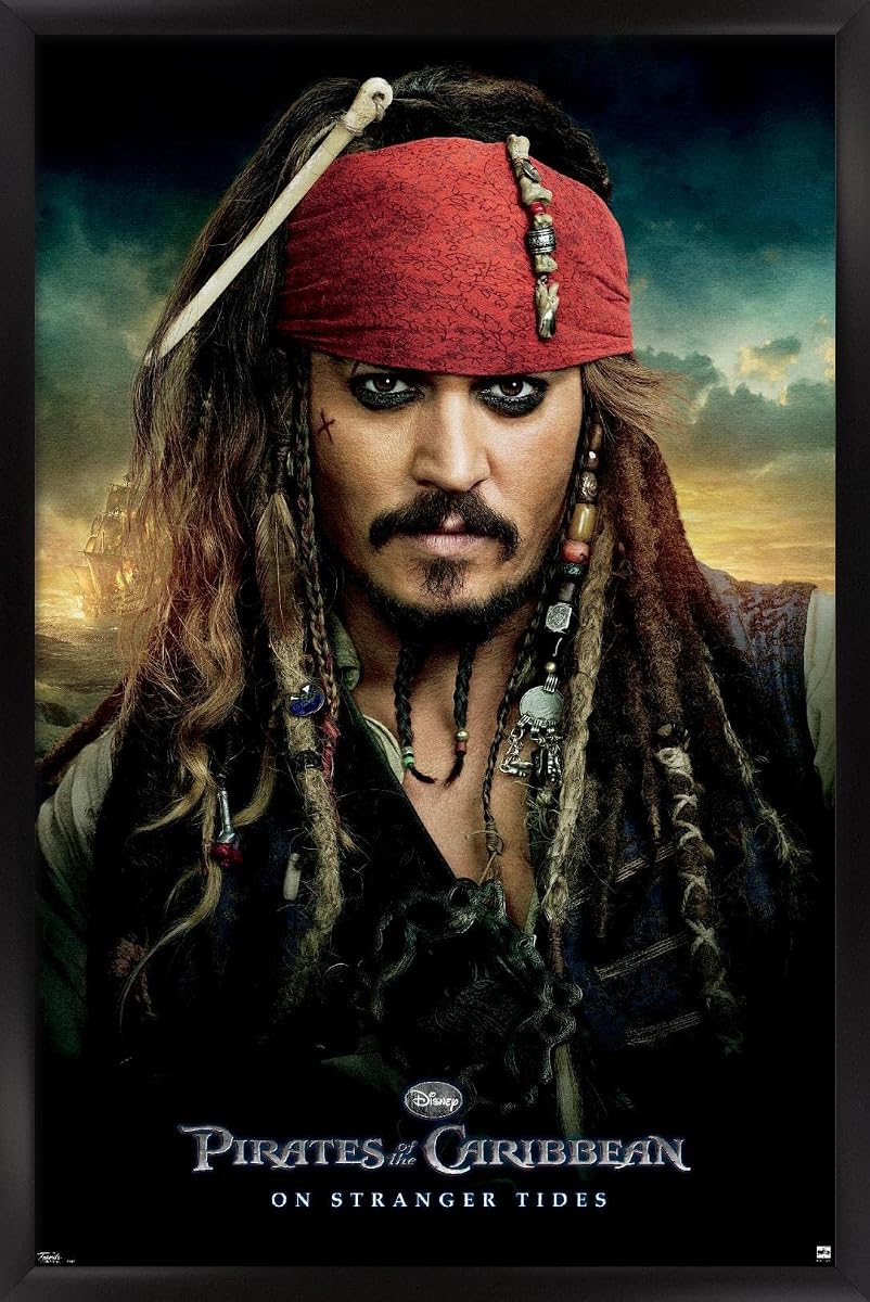 Disney Pirates of the Caribbean: On Stranger Tides - One Sheet Wall Poster, 22.375" x 34", Black Framed Version