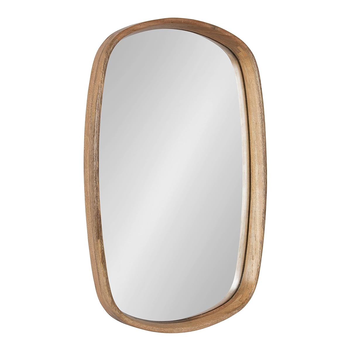 Prema Soft Round Rectangle Modern Wall Mirror; Natural Brown; 20 x 30; Framed Rounded Rectangular Mango Wood Mirror for Minimal Home Decor