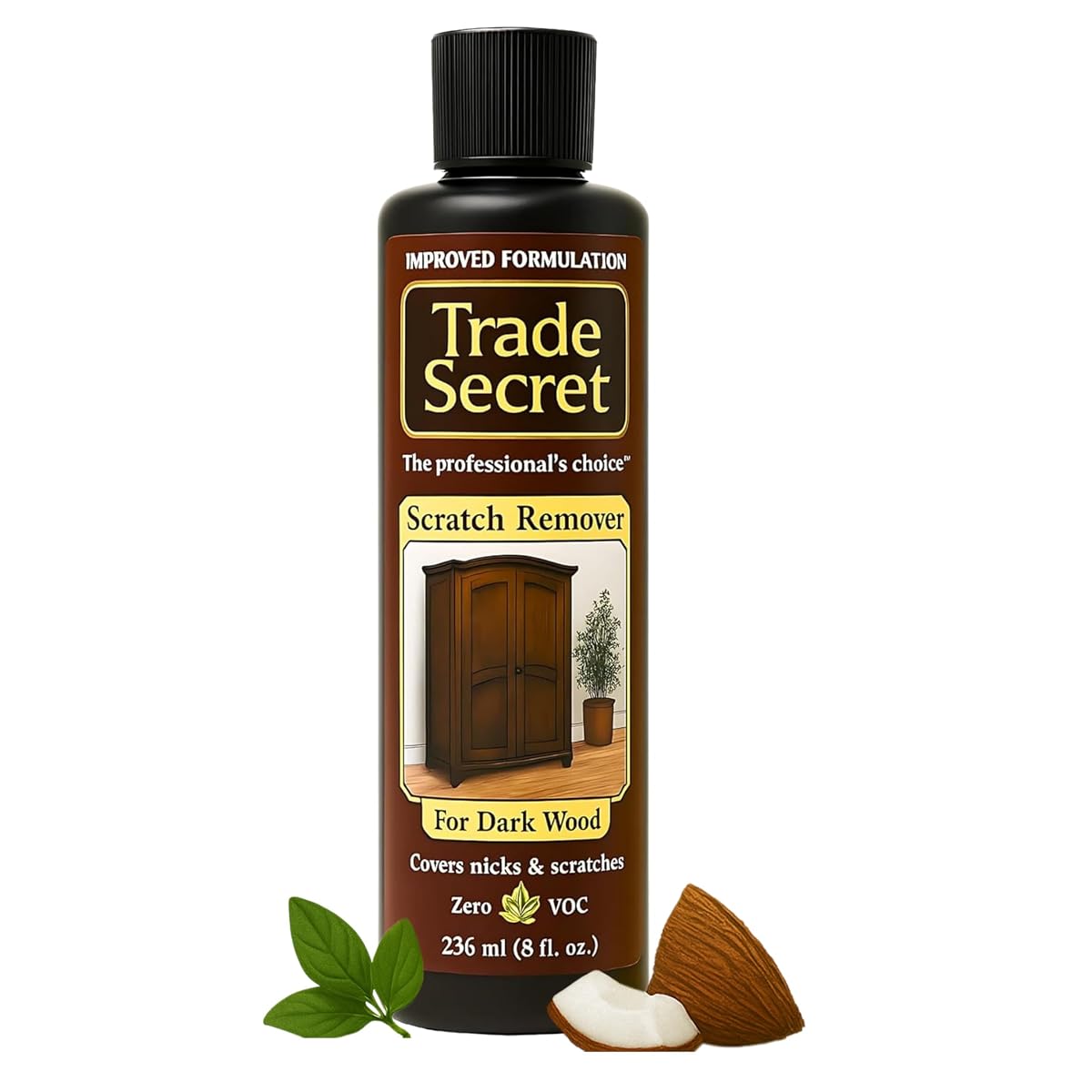 Scratch Concealer for Dark Wood Furniture & Floors – Dark Brown Shade Stain Covers Nicks, Scuffs, Dog & Cat Scratches, Minor Defects – Real Wood Only