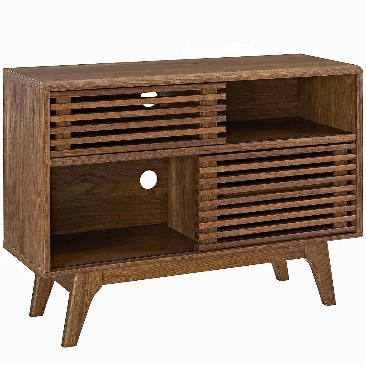 Render Mid-Century Modern Two-Tier Display Stand in Walnut
