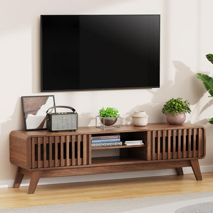 59 Inch Mid Century Modern TV Stand for 65 Inch TV (Walnut)