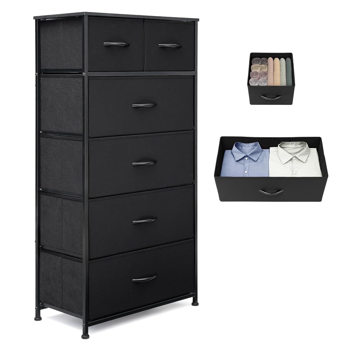 Tall Dresser for Bedroom, Fabric Storage Tower with 6 Drawers