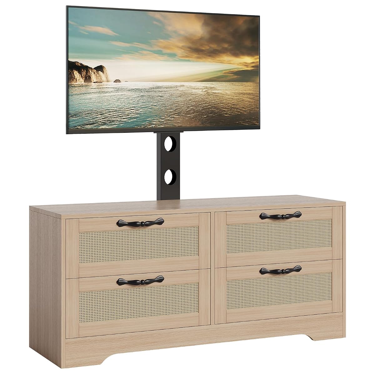 Modern Farmhouse TV Stand with Adjustable Mount Fits TVs to 70"
