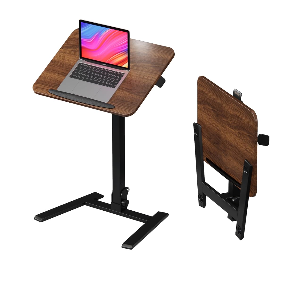 25" Mobile Folding Desk: Pneumatic Sit-Stand, No Assembly