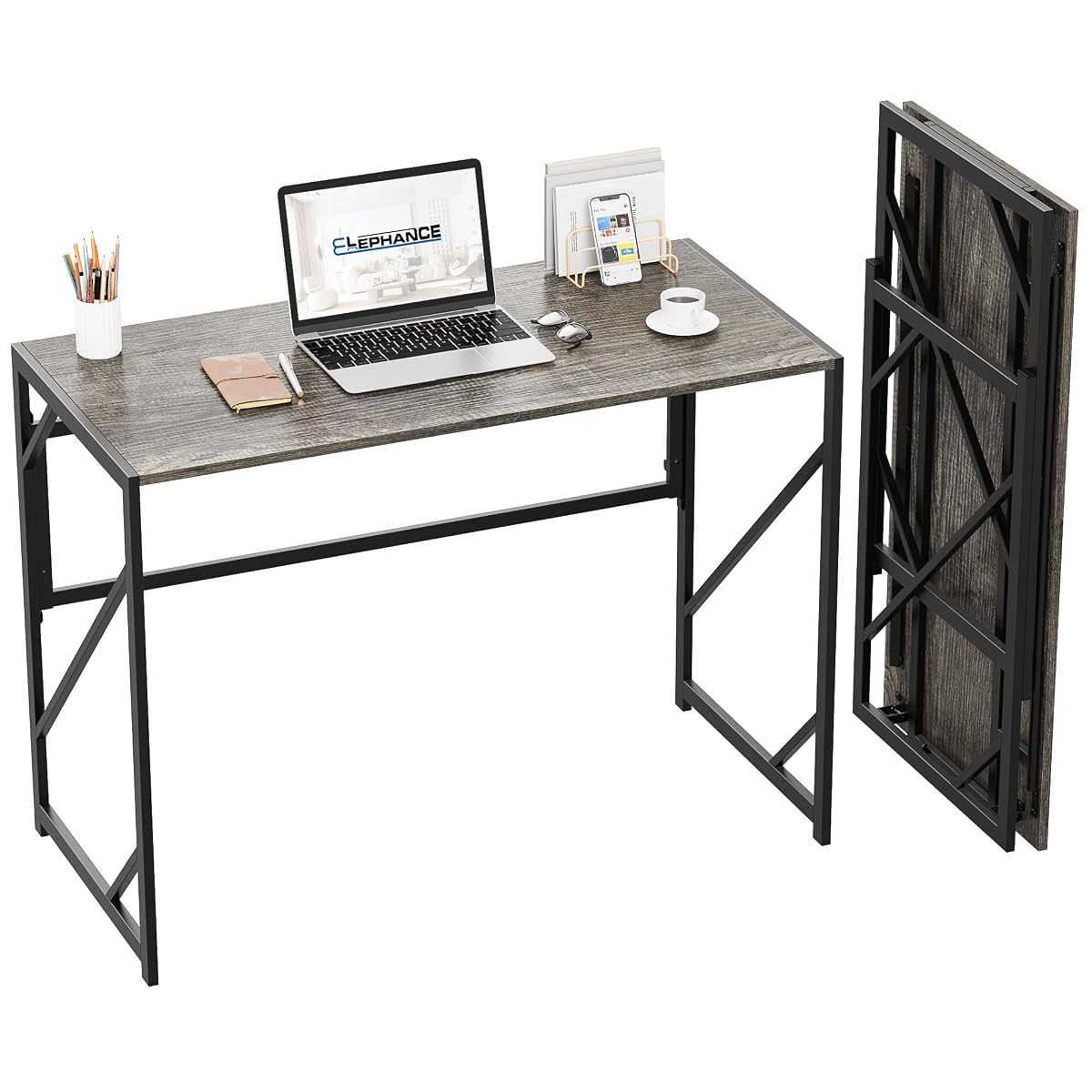 Folding Desk Writing Computer Desk for Home Office No-Assembly