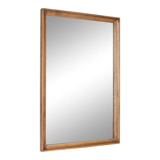 Hatherleigh Modern Farmhouse Rectangle Wooden Wall Mirror, 24 x 36, Rustic Brown