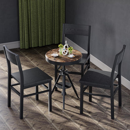 Dining Chairs Set of 4, Rustic Wood Dining Room Chairs with Thickened and Strengthened Metal Steel Frame & Slat Back, Modern Farmhouse Chair for Kitchen, Dining Room (4, Dark Black)