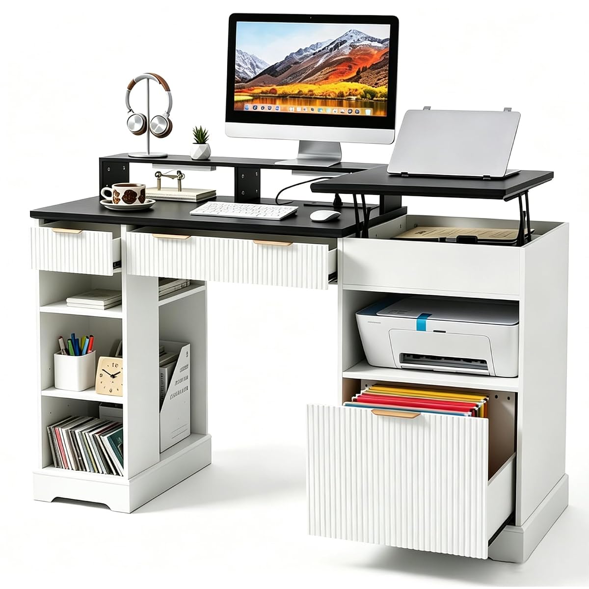 Executive Desk with Drawers and Standing Desk