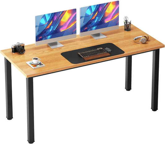 54.3 Inch Large Computer Desk, Modern Simple Style Desk for Home Office, Basic Writing Table for Study Student, Teak