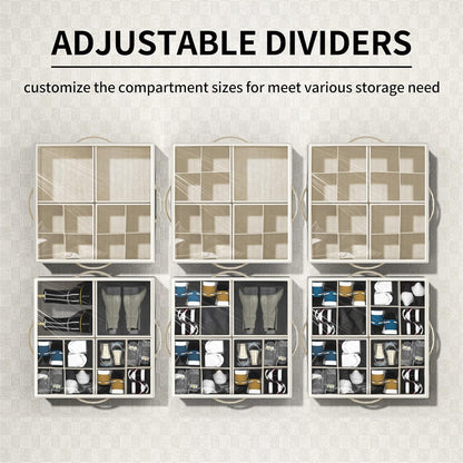 Shoe Organizer for Closet,2 Pack Foldable Shoe Storage Organizer Box Bin with Adjustable Dividers and Clear Cover, Fits up to 16-32 Pairs