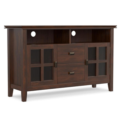 Artisan TV Stand - 48 inch Wide Solid Wood Media Console in Russet Brown, Contemporary Entertainment Center for Living Room for TVs up to 55 Inches with Drawers and Cable Management