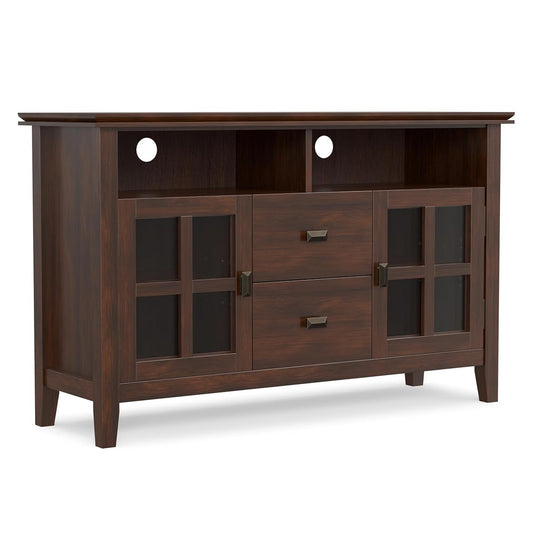 Artisan TV Stand, 48 inch Wide Solid Wood Media Console in Russet Brown