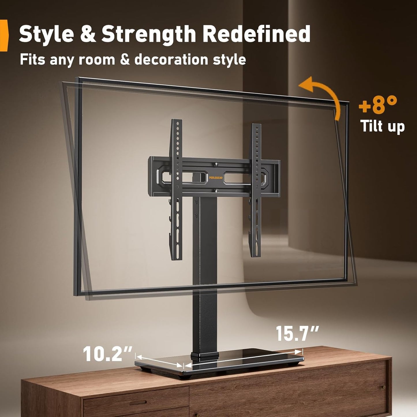 Universal Swivel TV Stand Base for 32–70 Inch Tvs, Height Adjustable Table Top TV Stand Mount with Tilt, Tempered Glass Base, Holds up to 88 Lbs, Max VESA 400X400Mm, PGTVS26