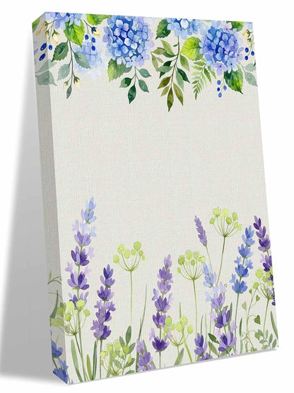 Blue Hydrangea Purple Lavender Canvas Wall Art Prints,48"x32" Framed Picture Artwork Pastoral Flower Leaf Retro Linen Printed Canvas Oil Painting for Living Room Bedroom Office,Ready to Hang