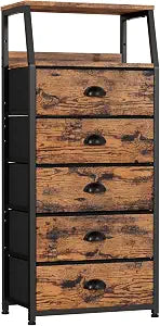 Dresser for Bedroom, 5 Drawers Tall Nightstand, Chest of Drawers, view 2