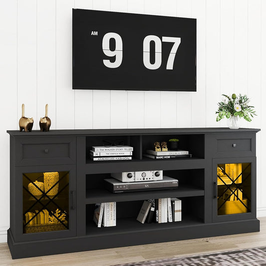 70 Inch Farmhouse TV Stand Table for 75 80 inch TV