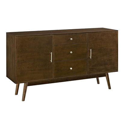 Mid Century Modern-TV Stand Console with 3 Drawers and Closed Cabinet Storage, 60", Walnut
