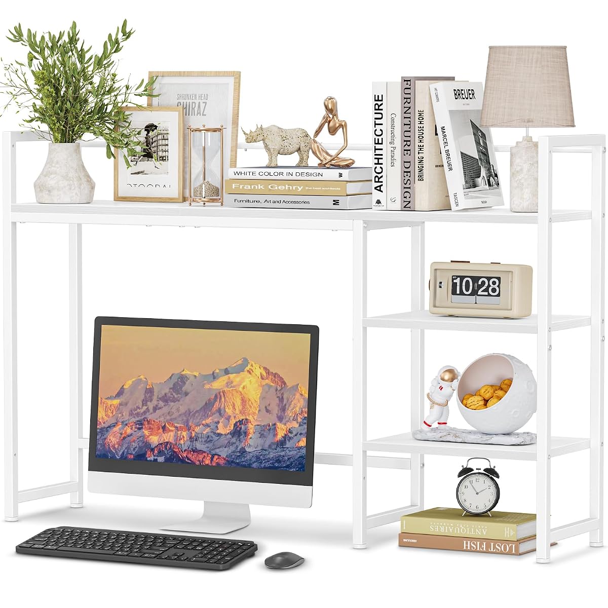 Desk Shelf, 44.9" Large Desktop Organizer Shelf, Desk Hutch for Monitor