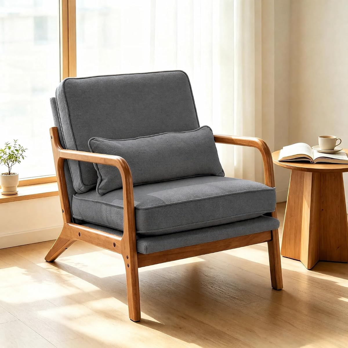 Mid-Century Modern Accent Reading Chair, Grey