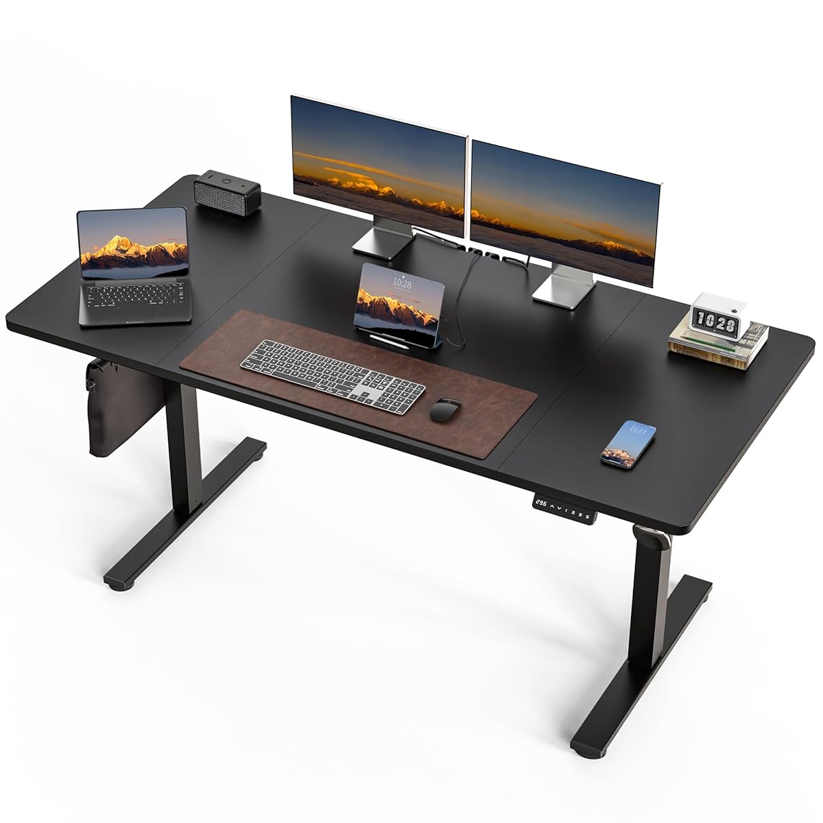 Electric Standing Desk, 63 x 30 Inch Extra Large Desktop, Adjustable Height Sit Stand Desk, Home Office Workstation for Dual & Triple Monitor, Classic Black