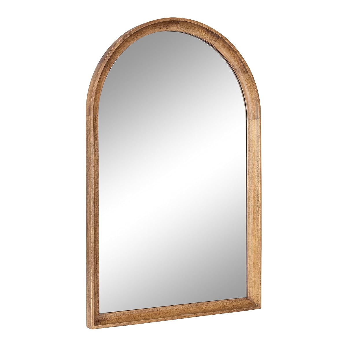 Hatherleigh Modern Transitional Arched Wooden Wall Mirror; 24 x 36; Rustic Brown; Decorative Wood Arch Mirror for Use in Bathroom; Entryway; or Bedroom