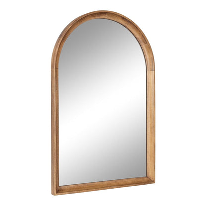 Hatherleigh Modern Transitional Arched Wooden Wall Mirror; 24 x 36; Rustic Brown; Decorative Wood Arch Mirror for Use in Bathroom; Entryway; or Bedroom