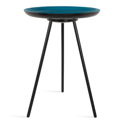 Laranya Modern Side Table, 15" x 15" x 22.5", Teal and Black, Chic Minimalist End Table