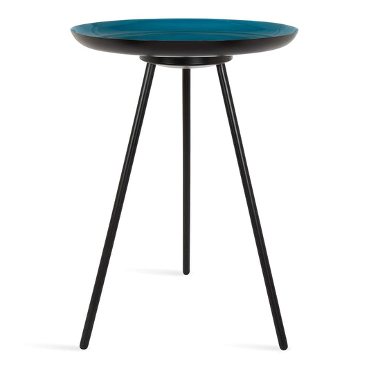 Laranya Modern Side Table, 15" x 15" x 22.5", Teal and Black, Chic Minimalist End Table