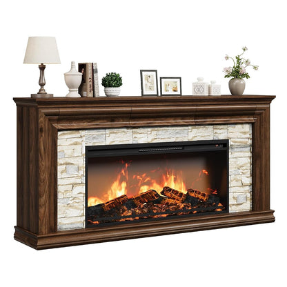 70" Fireplace TV Stand Up to 80" TVs, 42" Modern Electric Fireplace with Mantel