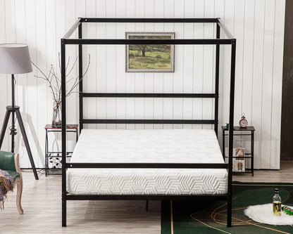 Bonnlo Black Canopy Bed Frame Full with Headboard