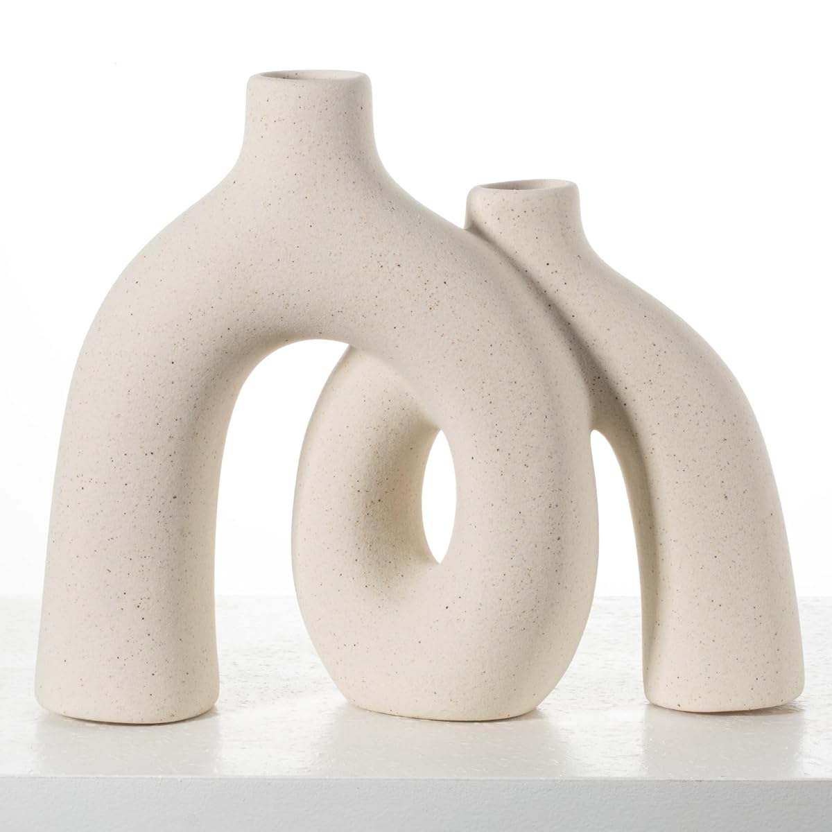 Modern Nordic Boho Vase Set - Elegant Beige Matte Ceramic Vase for Living Room, Bookshelf, Mantel, Entryway Table & Console Decor | Home Decor Shelf Decorations Easter Gift