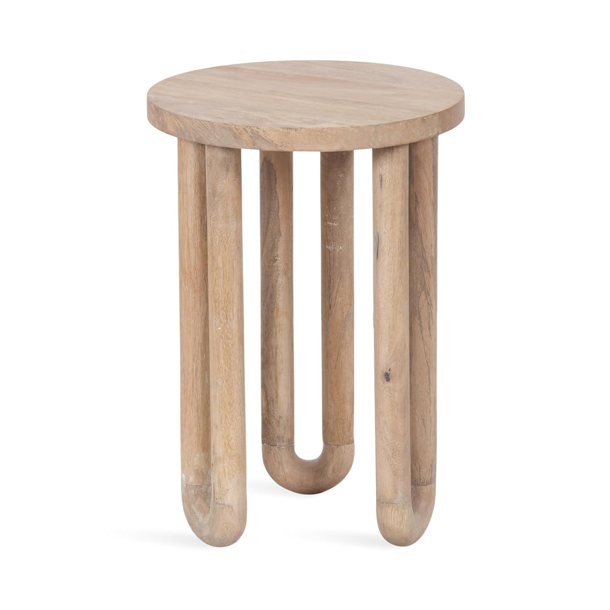 Kenzo Modern Wooden Round Side Table, 14 x 14 x 20, Light Natural, Transitional Wood End Table for Use as Bedroom Nightstand or Living Room Accent Table