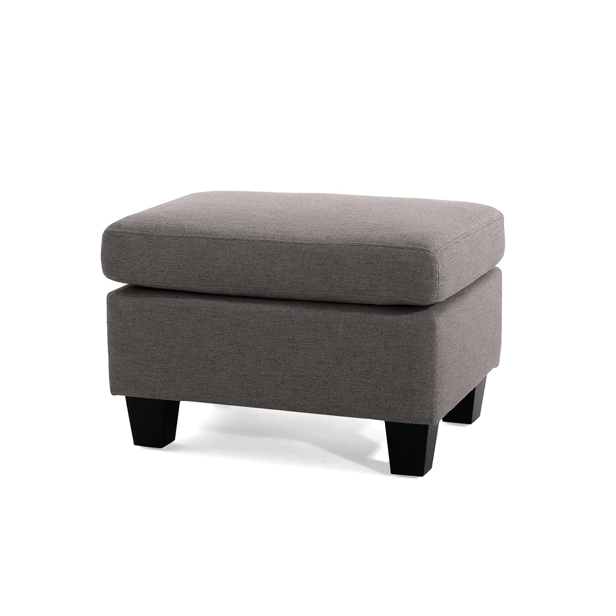 Foot Rest Ottoman Fabric Upholstered Foot Stool Birch Wood Leg Multi Purpose Padded Seat for Living Room Bedroom Office Grey