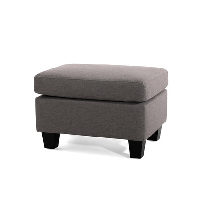 Foot Rest Ottoman Fabric Upholstered Foot Stool Birch Wood Leg Multi Purpose Padded Seat for Living Room Bedroom Office Grey