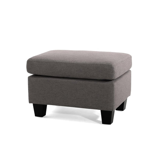 Foot Rest Ottoman Fabric Upholstered Foot Stool Birch Wood Leg Multi Purpose Padded Seat for Living Room Bedroom Office Grey