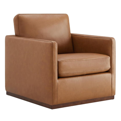 CHITA Genuine Leather Swivel Chair, Wood Frame, Fully Assembled, Saddle