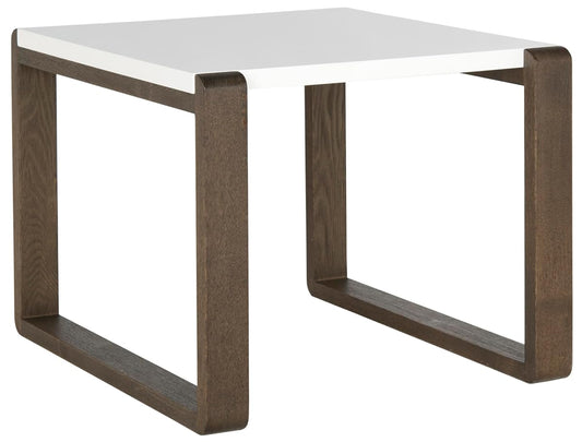 Safavieh Home Collection Bartholomew Mid-Century Modern White and Dark Brown End Table