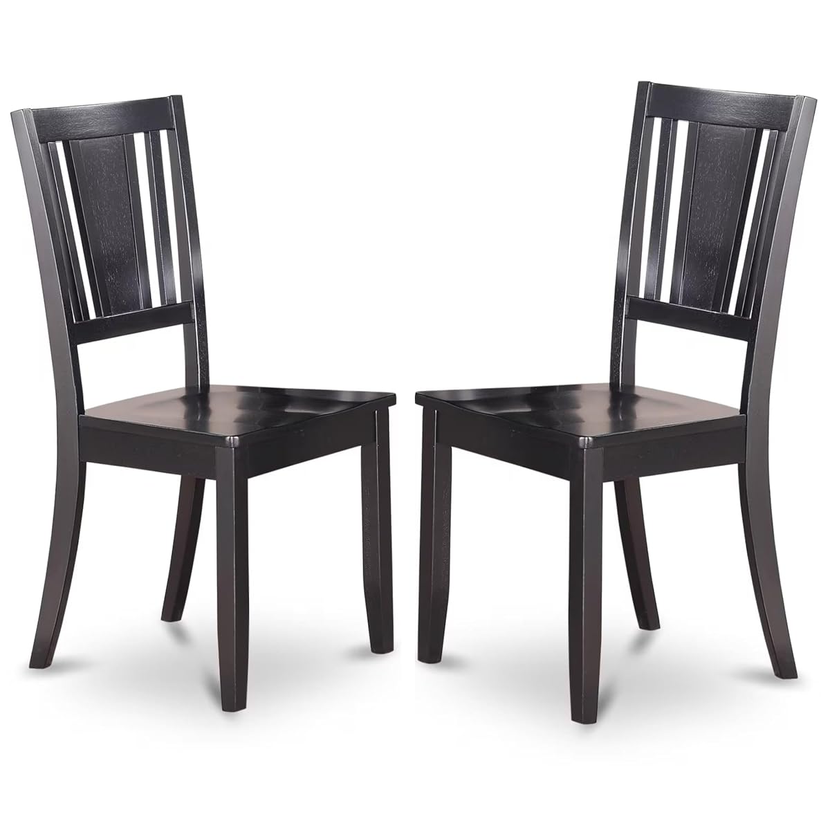 DUC-BLK-LC Dudley Dining Chairs - Faux Leather Upholstered Wood Chairs, Set of 2, Black