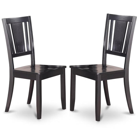 DUC-BLK-LC Dudley Dining Chairs - Faux Leather Upholstered Wood Chairs, Set of 2, Black