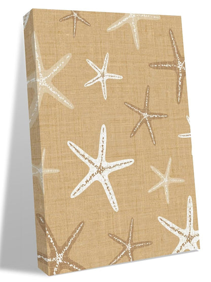 NuYeBiofx Summer Beach Ocean Starfish Canvas Wall Art Prints,48"x32" Framed Picture Artwork Marine Stars on Burlap Flax Printed Canvas Oil Painting for Living Room Bedroom Office,Ready to Hang