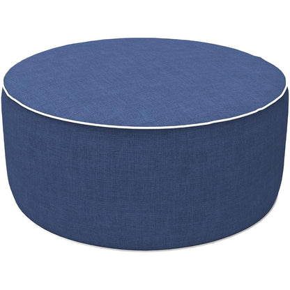 Outdoor/Indoor Inflatable Ottoman, All Weather Water-Repellent Round Footrest Stool with Handle, D21”x H9” Portable Pouf for Patio Garden Camping or Home-Navy Textured