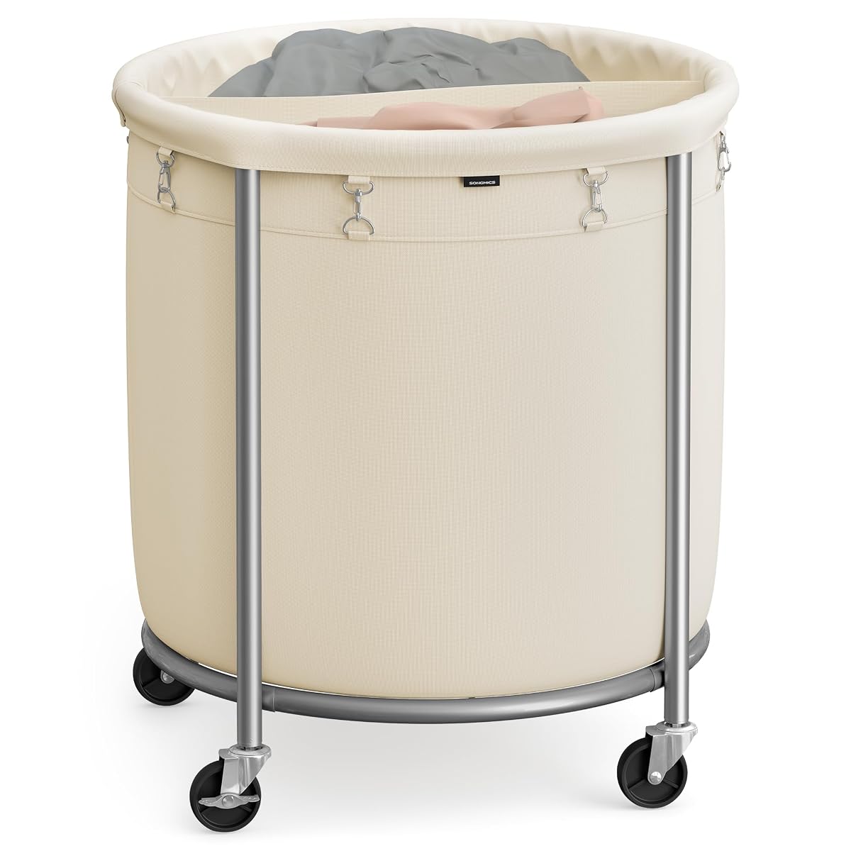 Laundry Basket with Wheels, 63.5 Gal., Steel Frame, Removable Bag